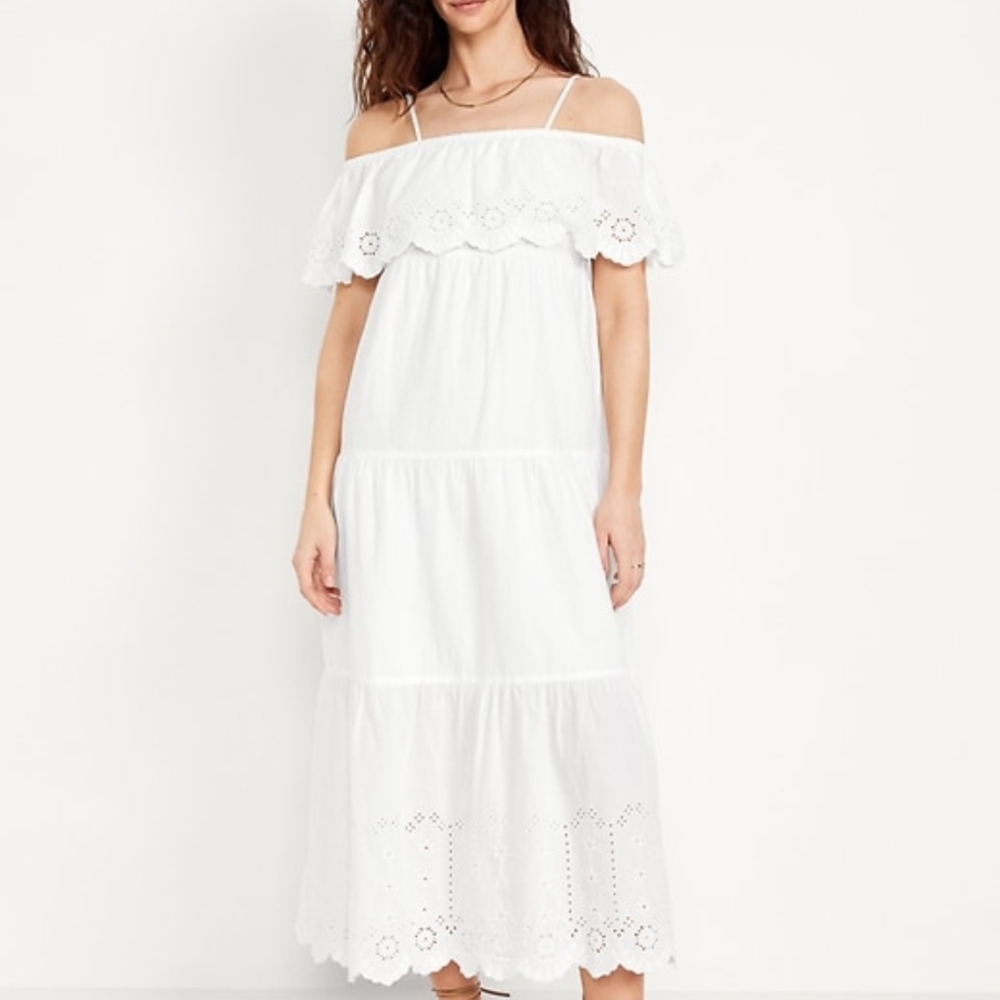 Old Navy White Off-Shoulder Midi Dress
